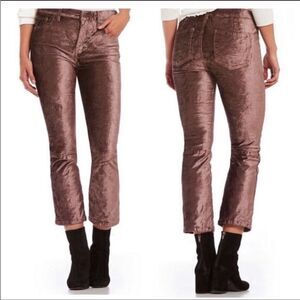 FREE PEOPLE | Velvet Cropped Flare Pants in Taupe Purple Women’s Size 28 (6)